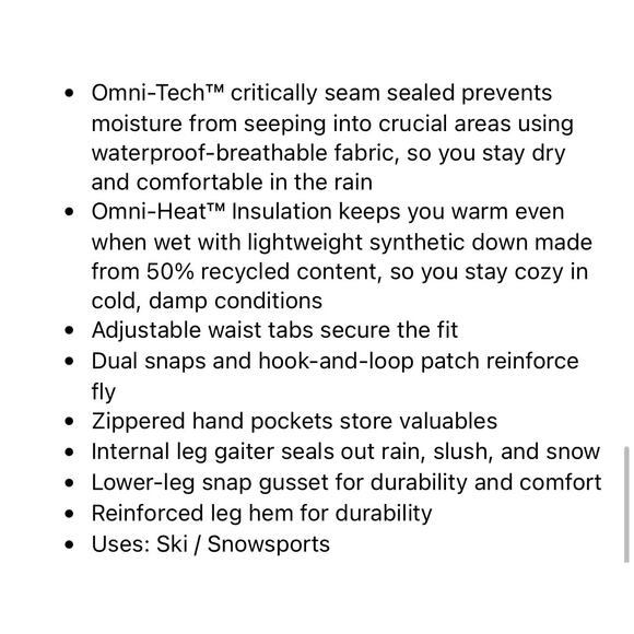 Columbia Bugaboo Omni-Heat OH Insulated Ski Snow Pants Black Womens Plus 1X - Picture 15 of 16